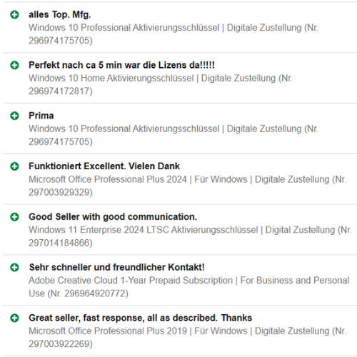 Positive Bewertungen